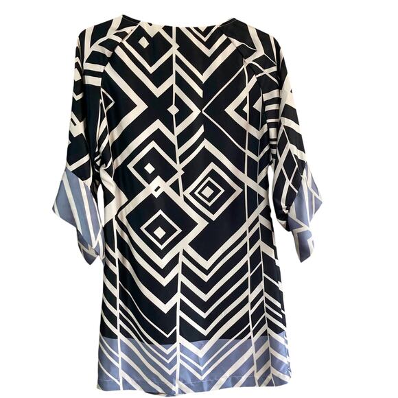 Uncle Frank Black White Gray Geometric Print Sheath Dress XS Mod 70s Retro Y2K - Picture 1 of 8